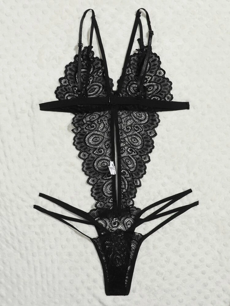Floral Lace Cut-Out Teddy Bodysuit