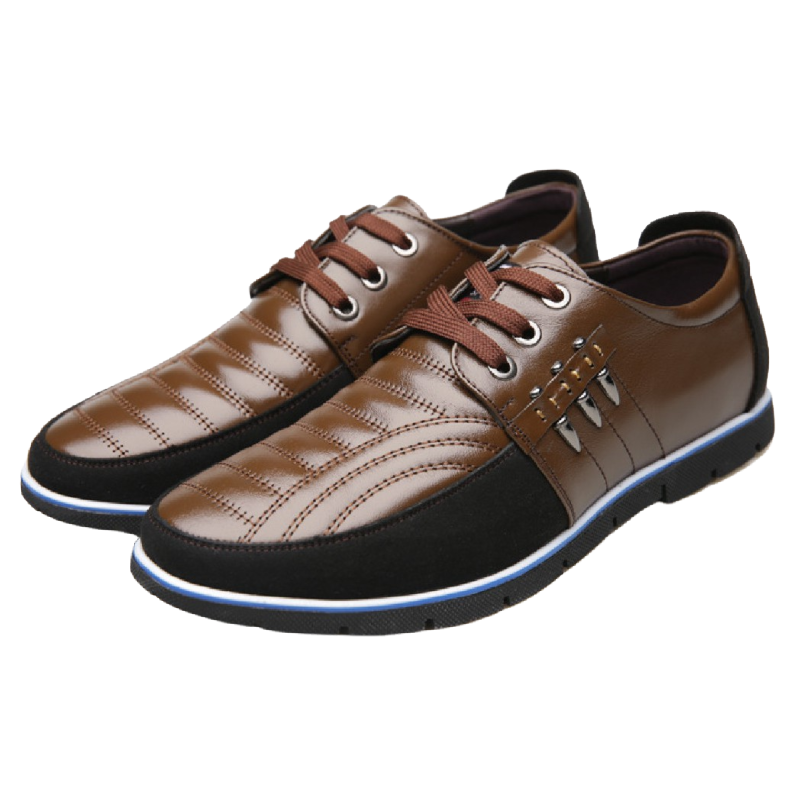 Men Leather Casual Shoes -Brown