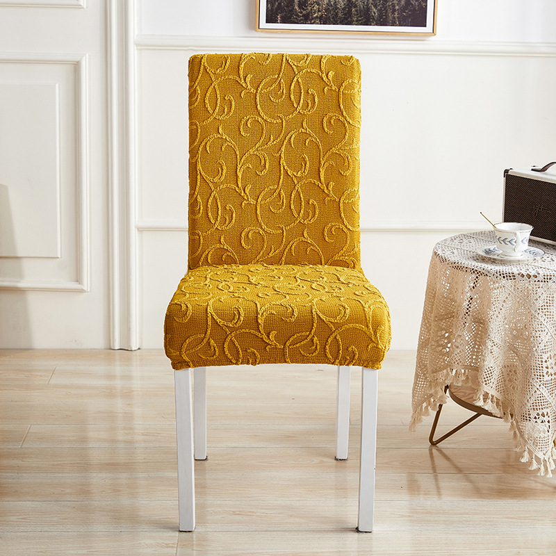 Elasticated Embossed Jacquard Chair Covers - Set of 2 - Mustard