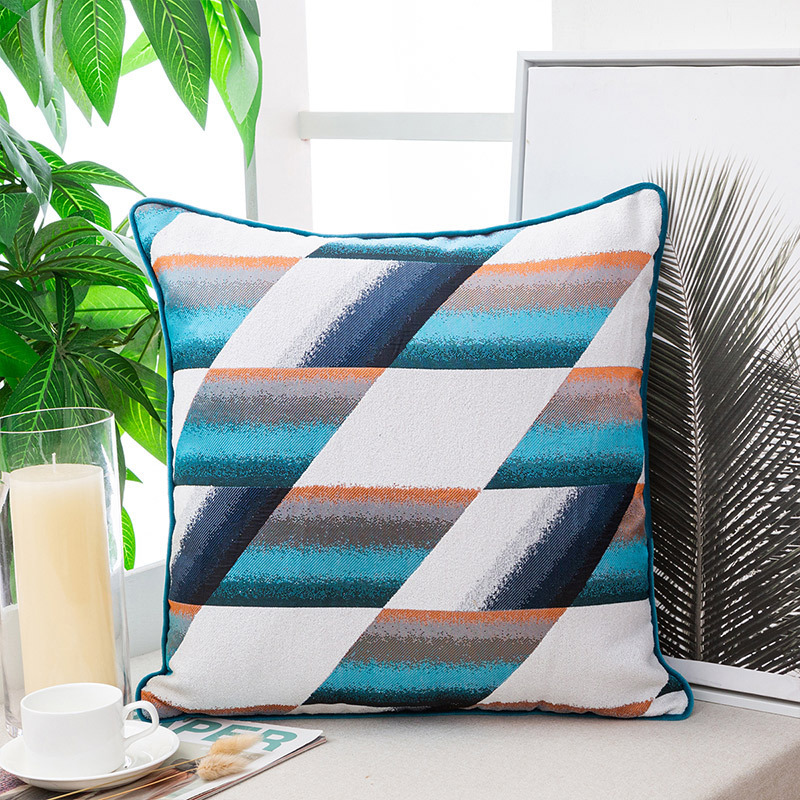 Scatter Cushions Diamond Jacquard 45 x 45cm - diamond-shaped blue jacquard