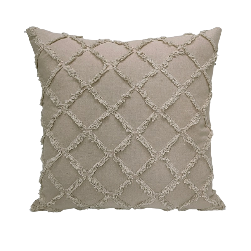 Scatter Cushions New Diamond Lace Cut Flower 45 x 45cm - Khaki