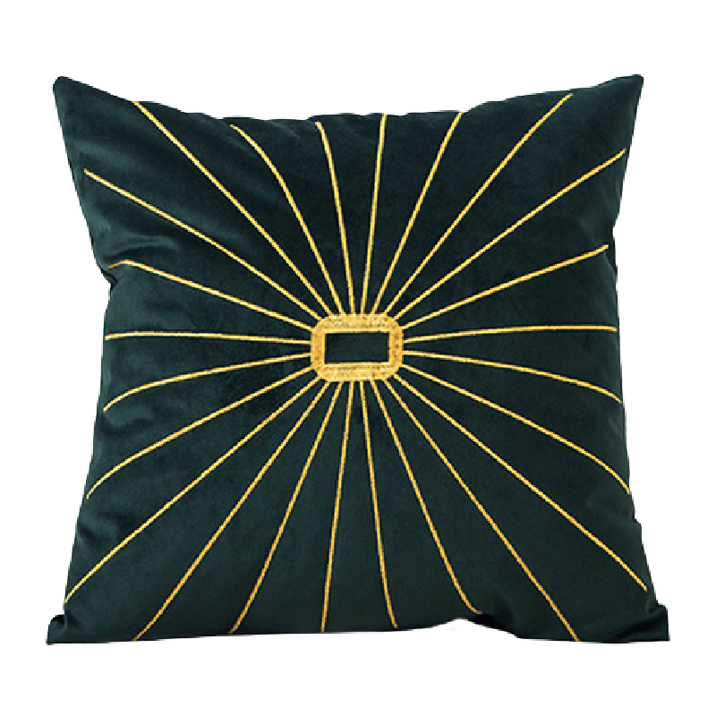 Dutch Velvet Scatter Cushions Including Inner - Embroidery Lines-45x45cm - Dark Green
