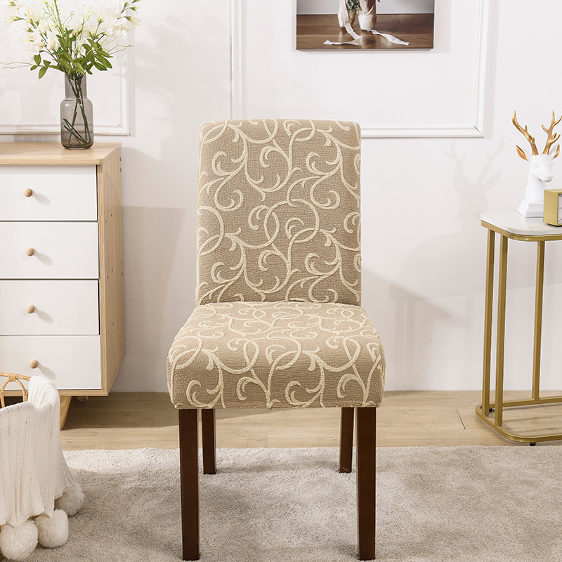 Elasticated Embossed Jacquard Chair Covers - Set of 2 - Beige