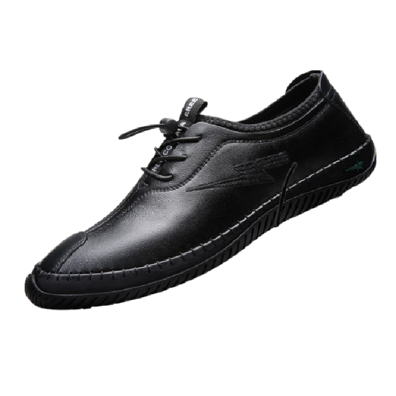 Mens Leather Flat Shoes - Black