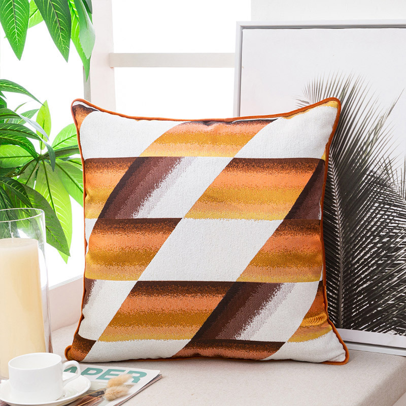 Scatter Cushions Diamond Jacquard 45 x 45cm - diamond grid orange jacquard
