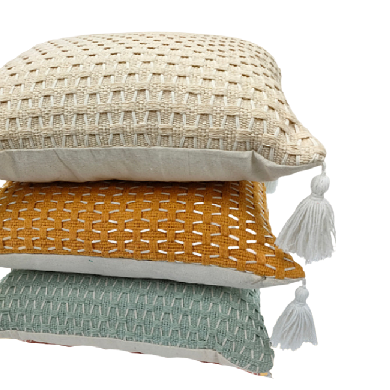 Scatter Cushions Tassel Tufted Moroccan - 45 x 45cm - Khaki